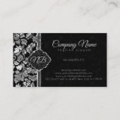Duidelijk zwart en zilveren damast visitekaartje (Achterkant)