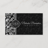 Duidelijk zwart en zilveren damast visitekaartje (Voorkant)