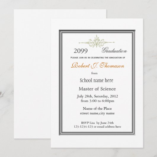 Duidelijke aankondiging van afstuderen met hoge pr (Voorkant / Achterkant)