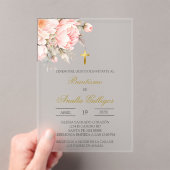 Duidelijke acryl bloemen Spaanse doop Acryl Uitnodigingen (Insitu (Draagbaar))