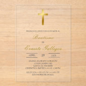 Duidelijke acryl bloemen Spaanse doop Acryl Uitnodigingen (Voorkant)