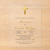 Duidelijke acryl bloemen Spaanse doop Uitnodigingen (Voorkant)