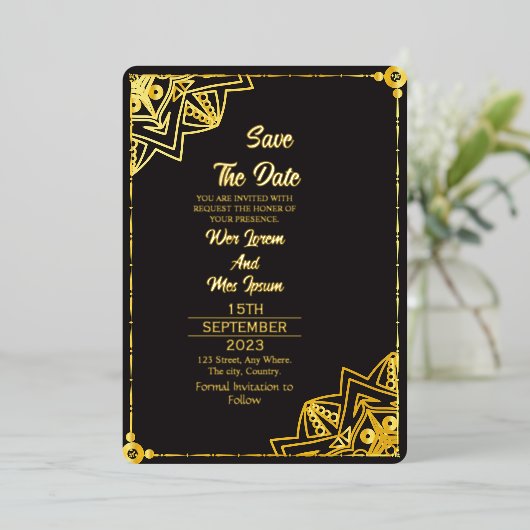 Duidelijke Acryl Bruiloft Bewaar de Datum Folie Uitnodiging (Staand Voorkant)