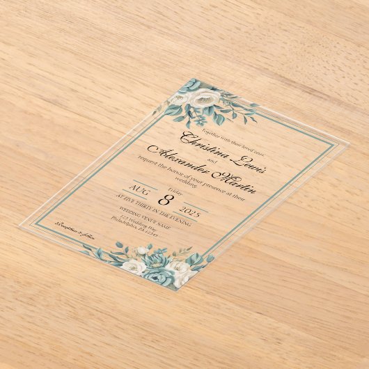 Duidelijke Acryl Formele Bloemen Huwelijksuitnodig Acryl Uitnodigingen (Laagn)