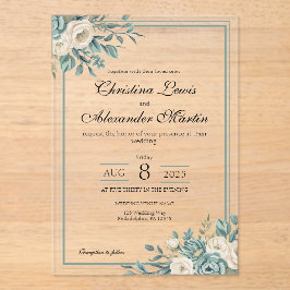 Duidelijke Acryl Formele Bloemen Huwelijksuitnodig Uitnodigingen