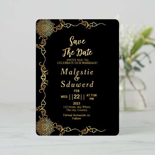 Duidelijke Acryl Huwelijksluxe sparen de Datum Folie Uitnodiging (Staand Voorkant)