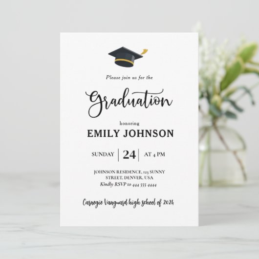 Duidelijke Afstuderen Uitnodiging Sjabloon Bewerkb (Staand voorkant)