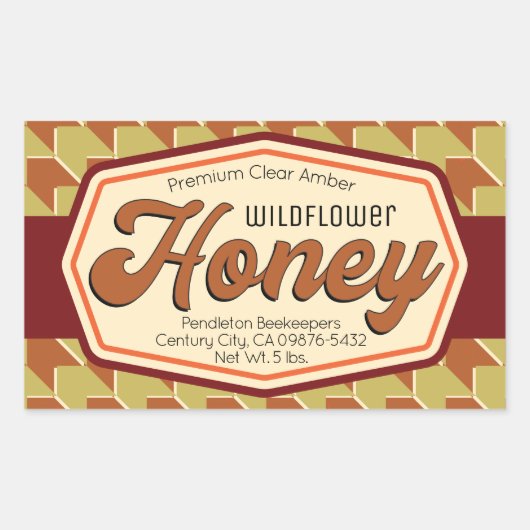 Duidelijke Amber Wildflower Honing Jar Product Lab Rechthoekige Sticker (Voorkant)