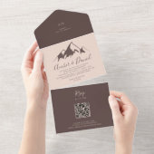 Duidelijke bergachtige landbruiloft all in one uitnodiging (Afscheurbaar)