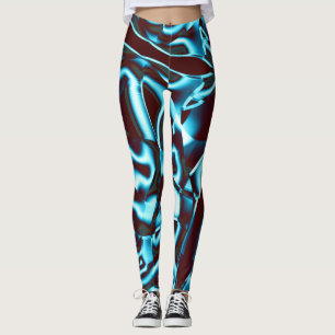 Duidelijke cyaantinten in abstracte linten, donker leggings