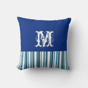 Duidelijke Donkerblauwe Achtergrond. Monogram retr Kussen