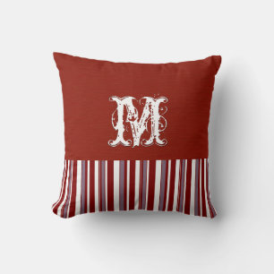 Duidelijke Donkere Rode achtergrond. Monogram Retr Kussen