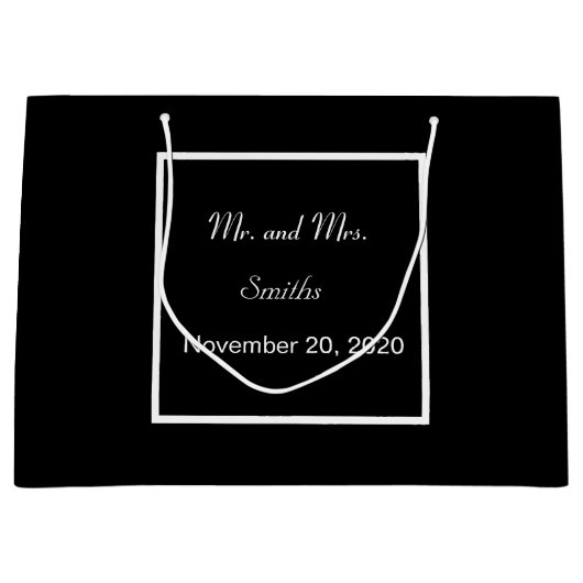 Duidelijke Eenvoudige Elegante Zwarte Bruiloft Gro Groot Cadeauzakje (Voorkant)