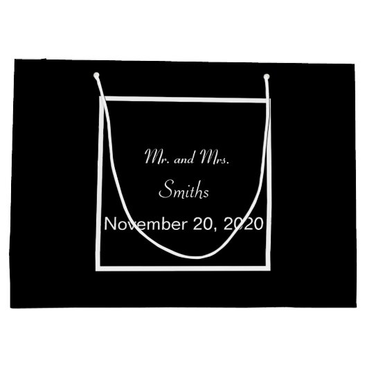 Duidelijke Eenvoudige Elegante Zwarte Bruiloft Gro Groot Cadeauzakje (Achterkant)