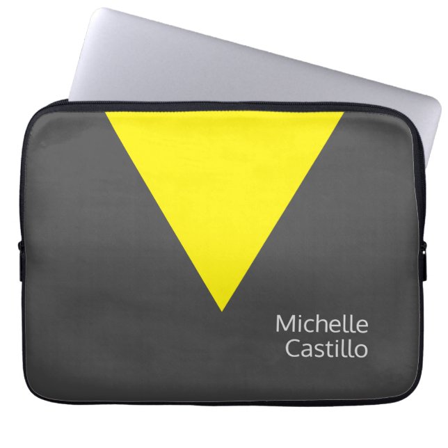 Duidelijke Eenvoudige Heldere Gele Witte Minimalis Laptop Sleeve (Voorkant)