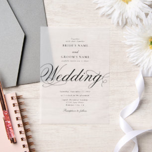 Duidelijke Elegante Classy Luxury Wedding Overlay Vellum Uitnodigingen
