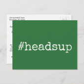 Duidelijke Groene Hashtag Headsup Uitgestelde brui Briefkaart (Voorkant / Achterkant)