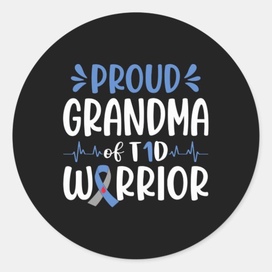 Duidelijke grootmoeder van T1D-diabetes, bl. Ronde Sticker (Voorkant)