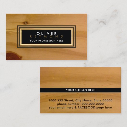 Duidelijke houttextuur Modern Classic Professional Visitekaartje (Voorkant / Achterkant)