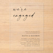 Duidelijke Minimalistische Engagement Party | Mode Acryl Uitnodigingen (Voorkant)