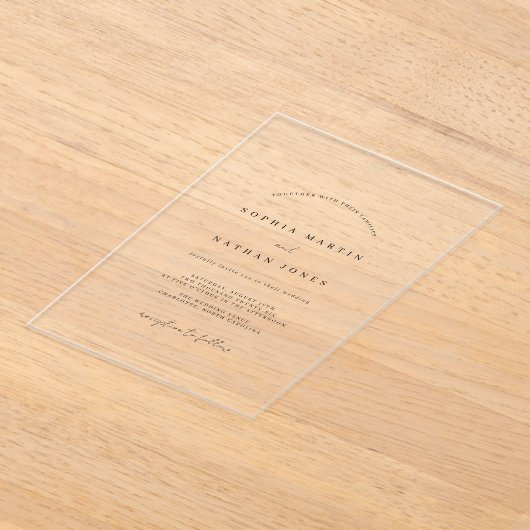 Duidelijke minimalistische huwelijksuitnodiging acryl uitnodigingen (Laagn)