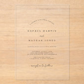 Duidelijke minimalistische huwelijksuitnodiging acryl uitnodigingen (Voorkant)