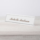 Duidelijke minimalistische moderne handschriftkall bureau naambordje (Voorkant)