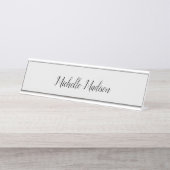 Duidelijke minimalistische moderne handschriftkall bureau naambordje (Voorkant)