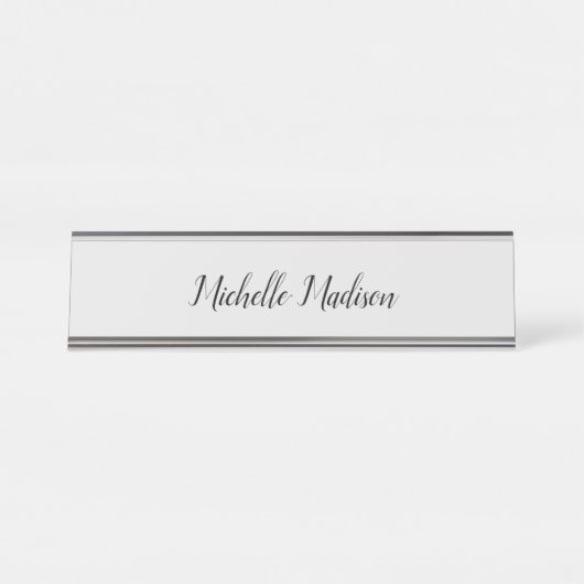 Duidelijke minimalistische moderne handschriftkall bureau naambordje (Voorkant)