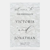 Duidelijke Moderne & Elegante Bloemen Huwelijk Wel Acryl Bord (Voorkant)