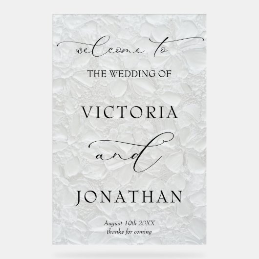 Duidelijke Moderne & Elegante Bloemen Huwelijk Wel Acryl Bord (Voorkant)