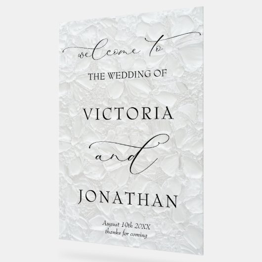 Duidelijke Moderne & Elegante Bloemen Huwelijk Wel Acryl Bord (Hoek)