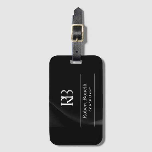 Duidelijke Moderne Grijze Monogram Initialen Naam Bagagelabel (Voorkant (verticaal))