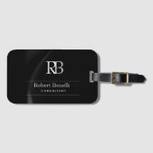 Duidelijke Moderne Grijze Monogram Initialen Naam Bagagelabel (Voorkant (horizontaal))