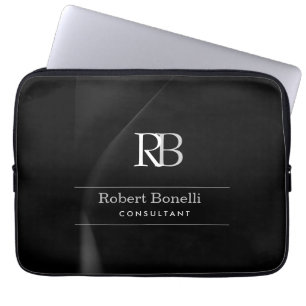 Duidelijke Moderne Grijze Monogram Initialen Naam Laptop Sleeve