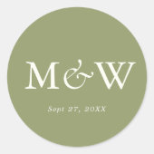 Duidelijke Moderne Mos Groene Klassieke Monogram B Ronde Sticker (Voorkant)