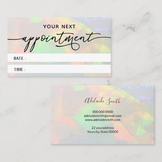 Duidelijke opaal afspraakkaart visitekaartje (Voorkant / Achterkant)