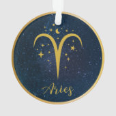 Duidelijke oranje sterren met het gouden zodiumsym ornament (achterkant)