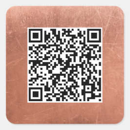 Duidelijke QR-Code Elegant Koper Brons Professione Vierkante Sticker