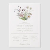 Duidelijke transparante moderne Wildflower bruilof Vellum Uitnodigingen (Voorkant)