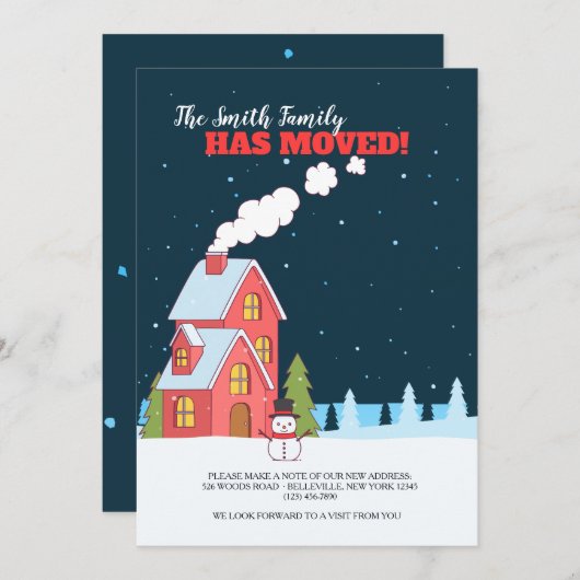 Duidelijke Winter Night Moving Aankondiging (Voorkant / Achterkant)