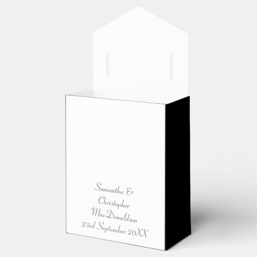 Duidelijke zwart-witte damast kant bruiloft bedankdoosjes (Geopend)