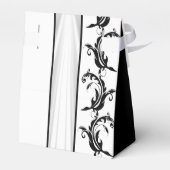 Duidelijke zwart-witte damast kant bruiloft bedankdoosjes (Achterkant)