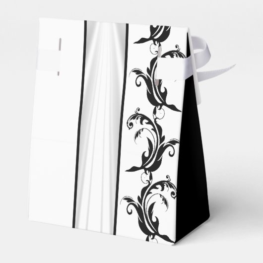 Duidelijke zwart-witte damast kant bruiloft bedankdoosjes (Achterkant)