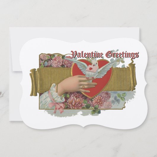  duif bij de hand met bloemetjes Valentijn Feestdagenkaart (Voorkant)