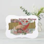  duif bij de hand met bloemetjes Valentijn Feestdagenkaart (Staand voorkant)