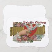  duif bij de hand met bloemetjes Valentijn Feestdagenkaart (Voorkant / Achterkant)