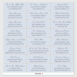 Duif Blauw Elegant Script 24 Bruiloft Gast Adres Sticker