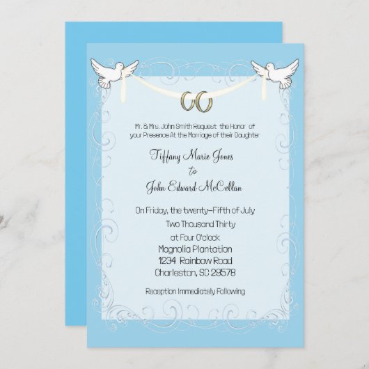 Duif bruiloft uitnodiging (Voorkant / Achterkant)