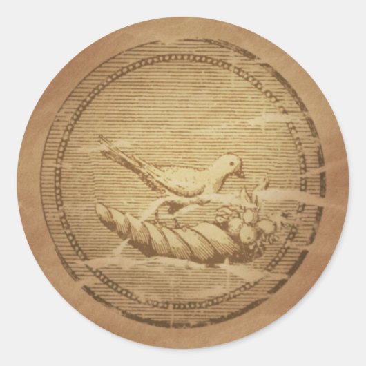 Duif & Cornucopia Gelukkig Ronde Sticker (Voorkant)